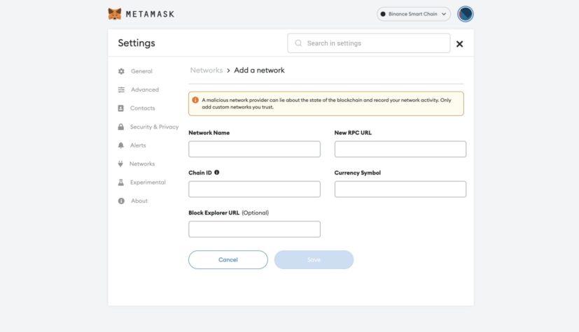 metamask rpc bilgileri